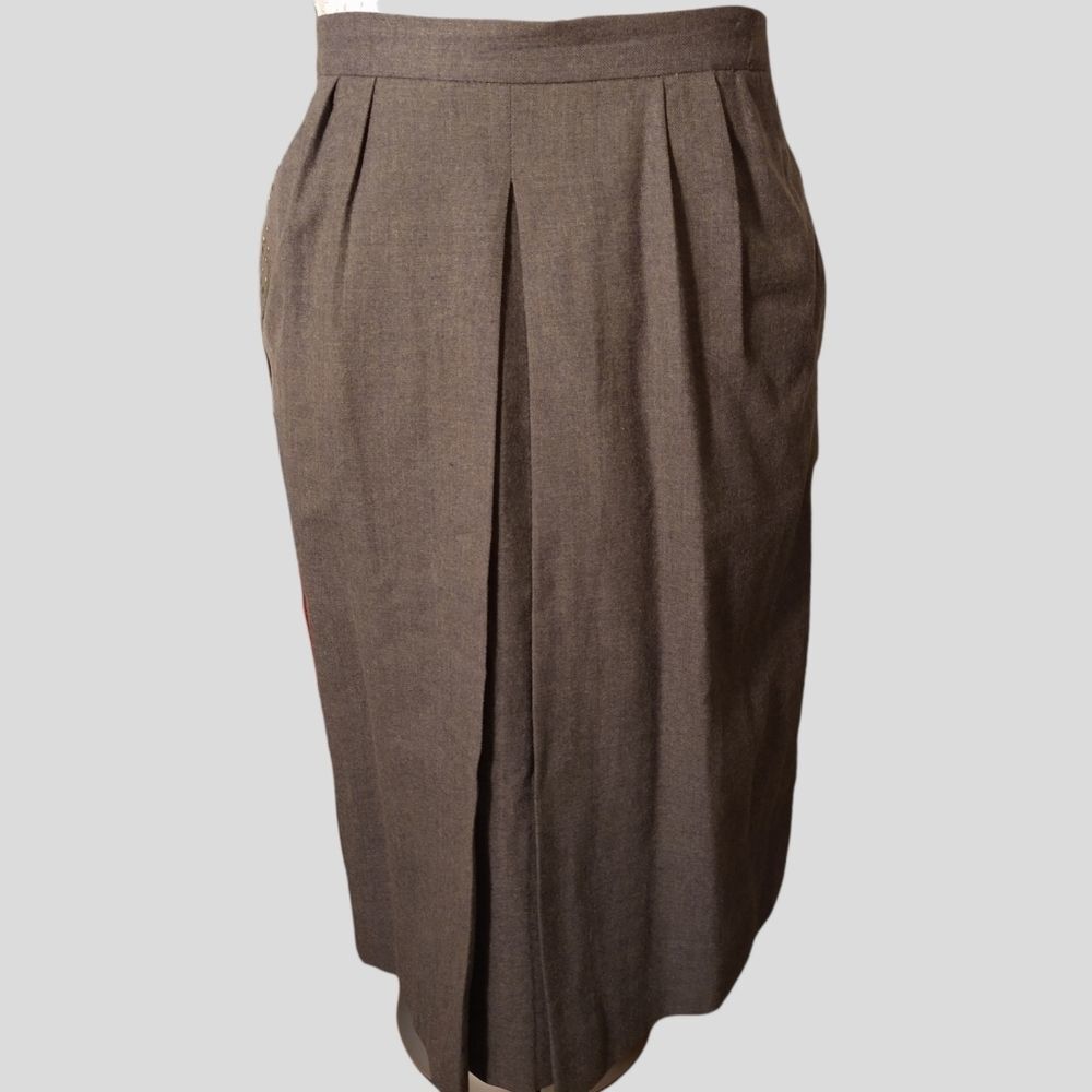 Vintage Midi Skirt with Inverted Pleat and Back Zipper
